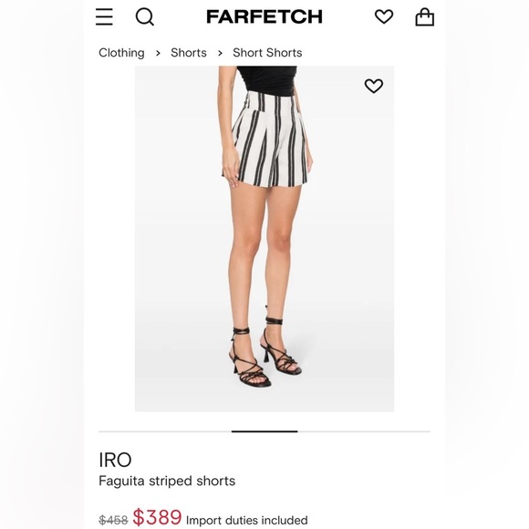 IRO Paris Faguita Striped Shorts High - Waisted Casual Blk/White Size 36 - Picture 12 of 12